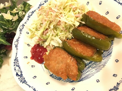 お弁当にも！和風ピーマンの肉詰め